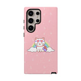 Kawaii Cat Rainbow Tough Cases, Cute Kitty Phone Cover, Protective Phone Case, Adorable Cat Lover Gift, Fun Rainbow Cat Phone Accessories