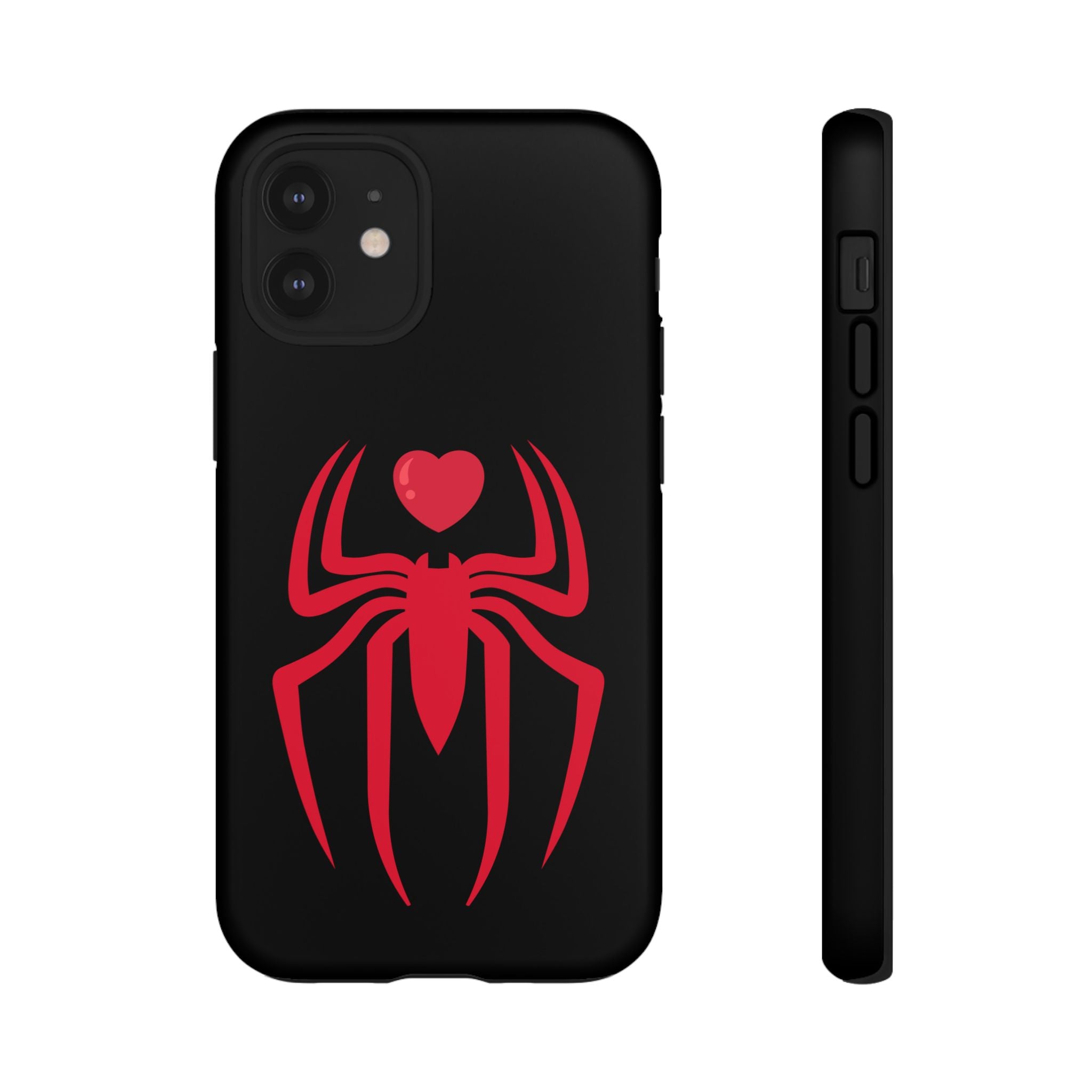 Red Spider Heart Tough iPhone Cases, Spiderweb iPhone Cover, Gothic Phone Accessories, Halloween Gift, Creepy Arachnid iPhone Protectors