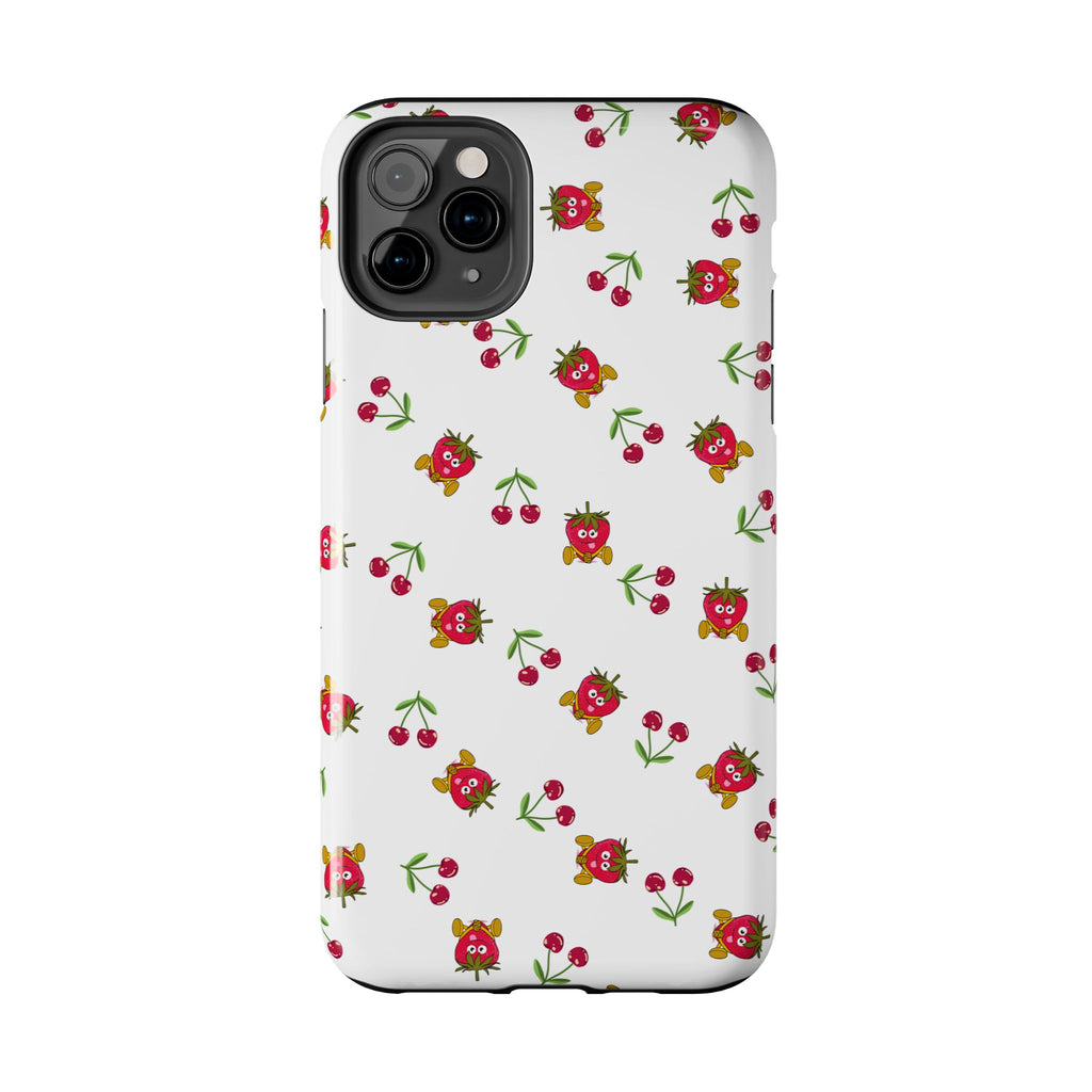 Fruit Patterned Phone Cases, Summer Fruits Phone Covers, Berry Print Tough Cases, Stylish Cell Phone Protectors, Red Fruits Phone