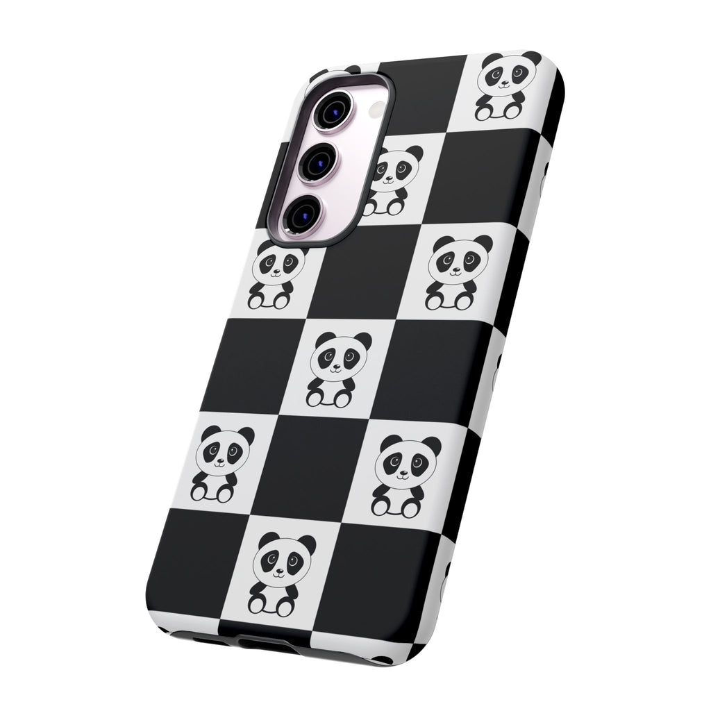 Panda Chessboard Tough Cases, Cute Panda Phone Covers, Chess Pattern iPhone Case, Board Games Phone Accessories, Animal Lover Tech