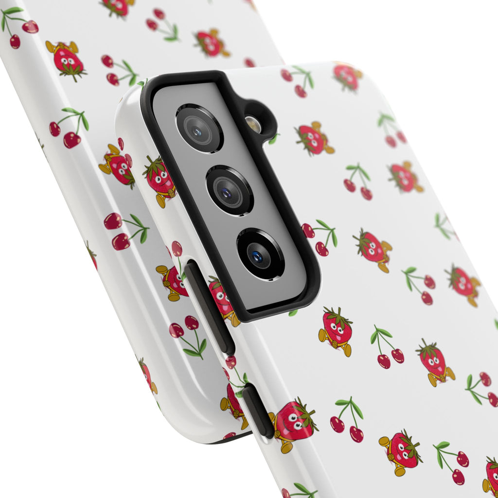 Fruit Patterned Phone Cases, Summer Fruits Phone Covers, Berry Print Tough Cases, Stylish Cell Phone Protectors, Red Fruits Phone
