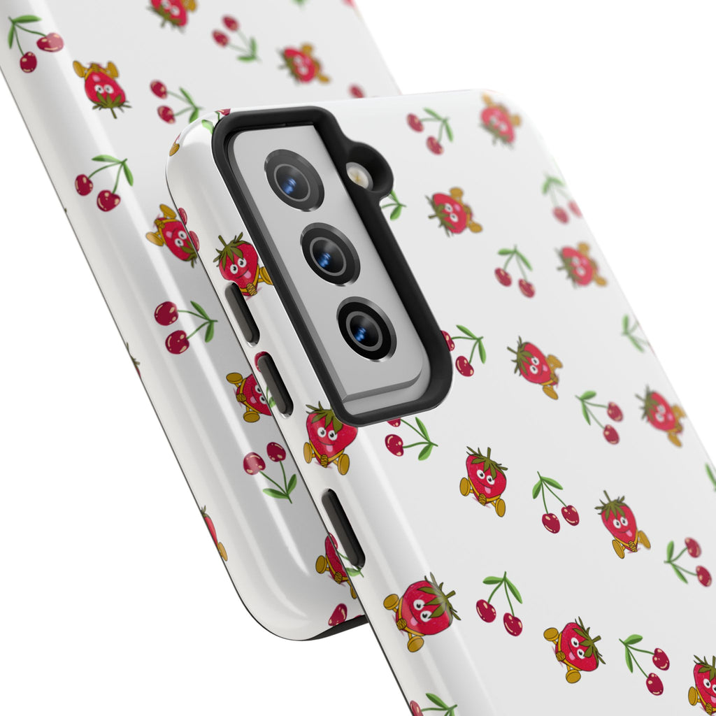 Fruit Patterned Phone Cases, Summer Fruits Phone Covers, Berry Print Tough Cases, Stylish Cell Phone Protectors, Red Fruits Phone