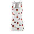 Fruit Print Dress, Summer Racerback Dress, Strawberry Cherry Sleeveless Dress, Women's Garden Party Outfit, Floral Summer Dress