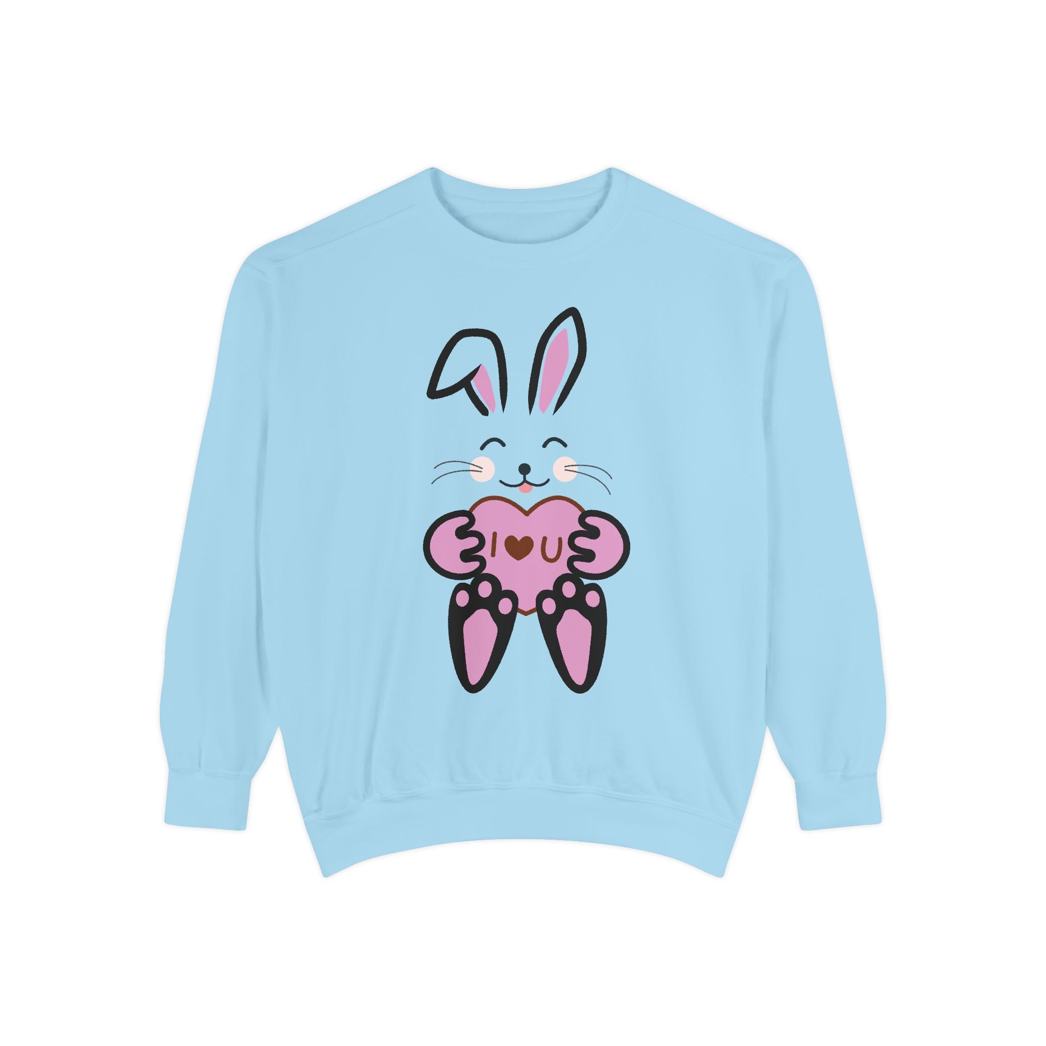 Rabbit With I Love You Heart Sweatshirt, Valentine's Day Gift, Unisex Jumper, Bunny Lover Pullover, Cozy Winter Apparel, Cute Animal