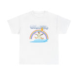 Crazy duck in rainy weather with rainbows and lightning Heavy Cotton Tee