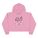 Cute Rabbit face Crop Hoodie, Bunny Hooded Sweater, Kawaii Animal Sweatshirt, Cozy Hare Pullover, Rabbit Lover Gift