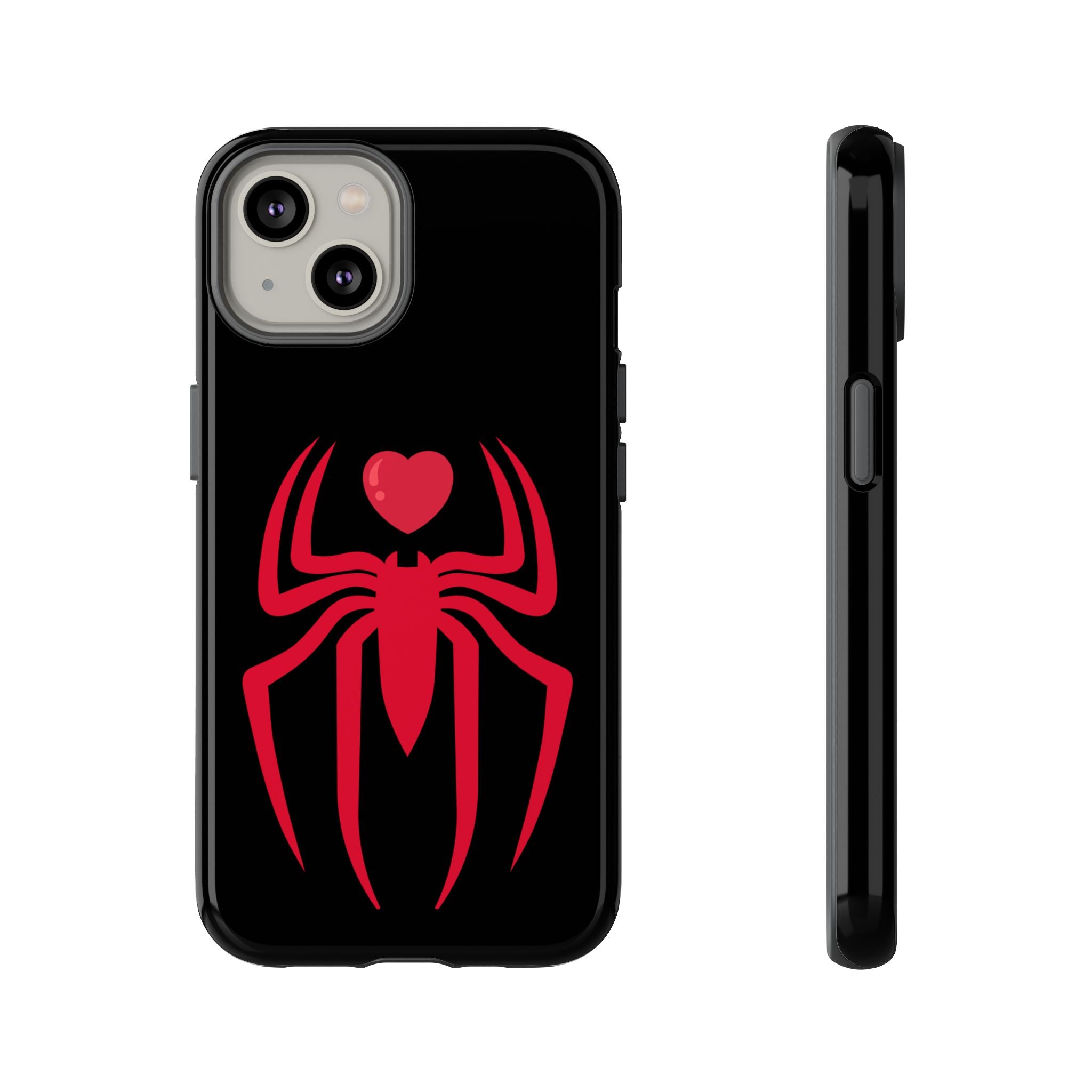 Red Spider Heart Tough iPhone Cases, Spiderweb iPhone Cover, Gothic Phone Accessories, Halloween Gift, Creepy Arachnid iPhone Protectors