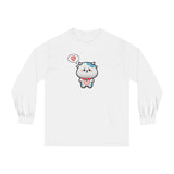 Kawaii Cow Woman Long Sleeve T-Shirt, Cute Cow Lady Tee, Funny Animal Lover Shirt, Adorable Farm Animal Top, Women's Graphic Tee