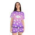 Ghost Print Women's Pajama Set - Short Sleeve Sleepwear for Her - Cute Pajamas