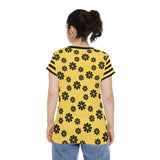 Kawaii Bee Women's Short Sleeve Shirt - Cute Yellow and Black Floral Top - Fun Honeybee T-Shirt