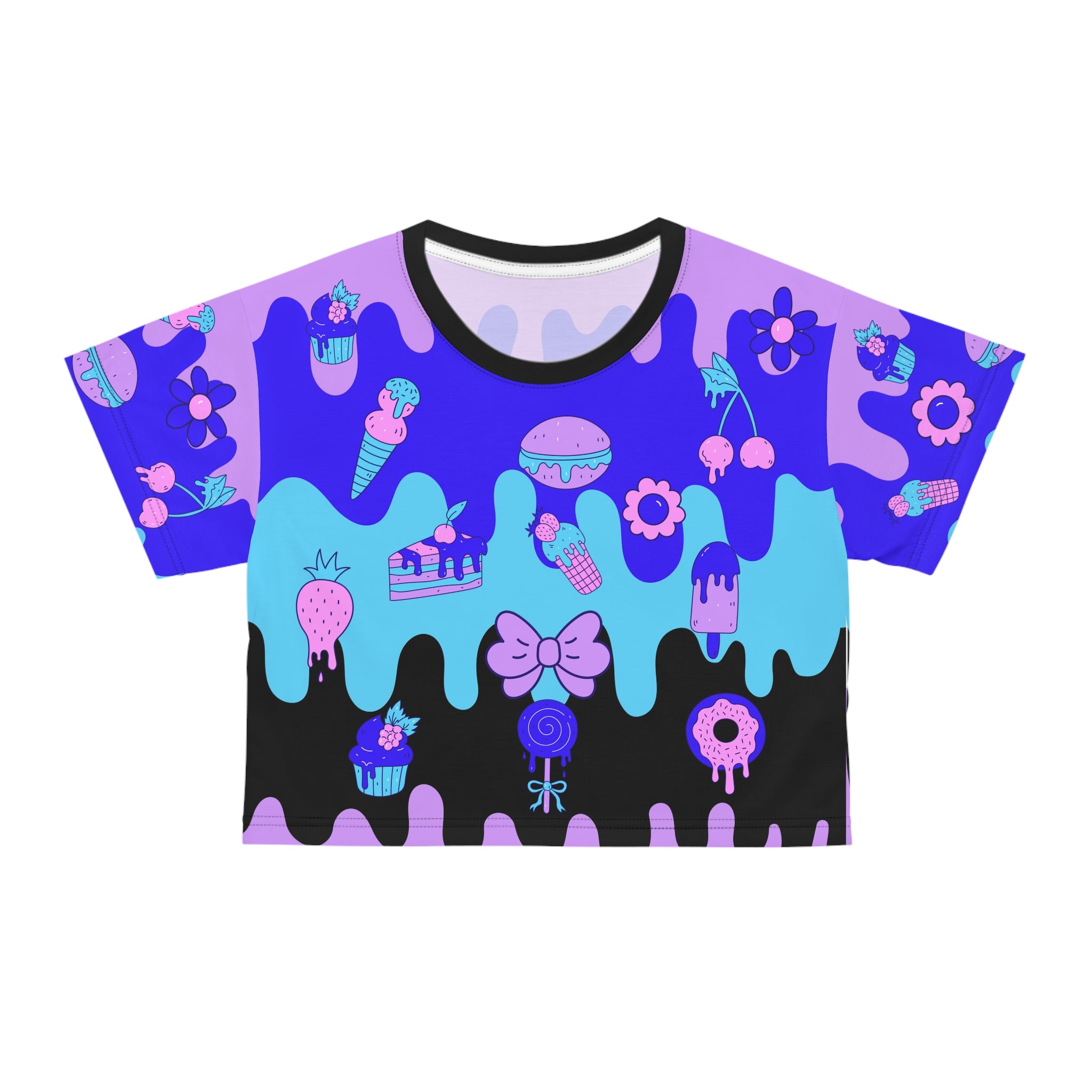 Kawaii Pastel Candy Drip Crop Tee