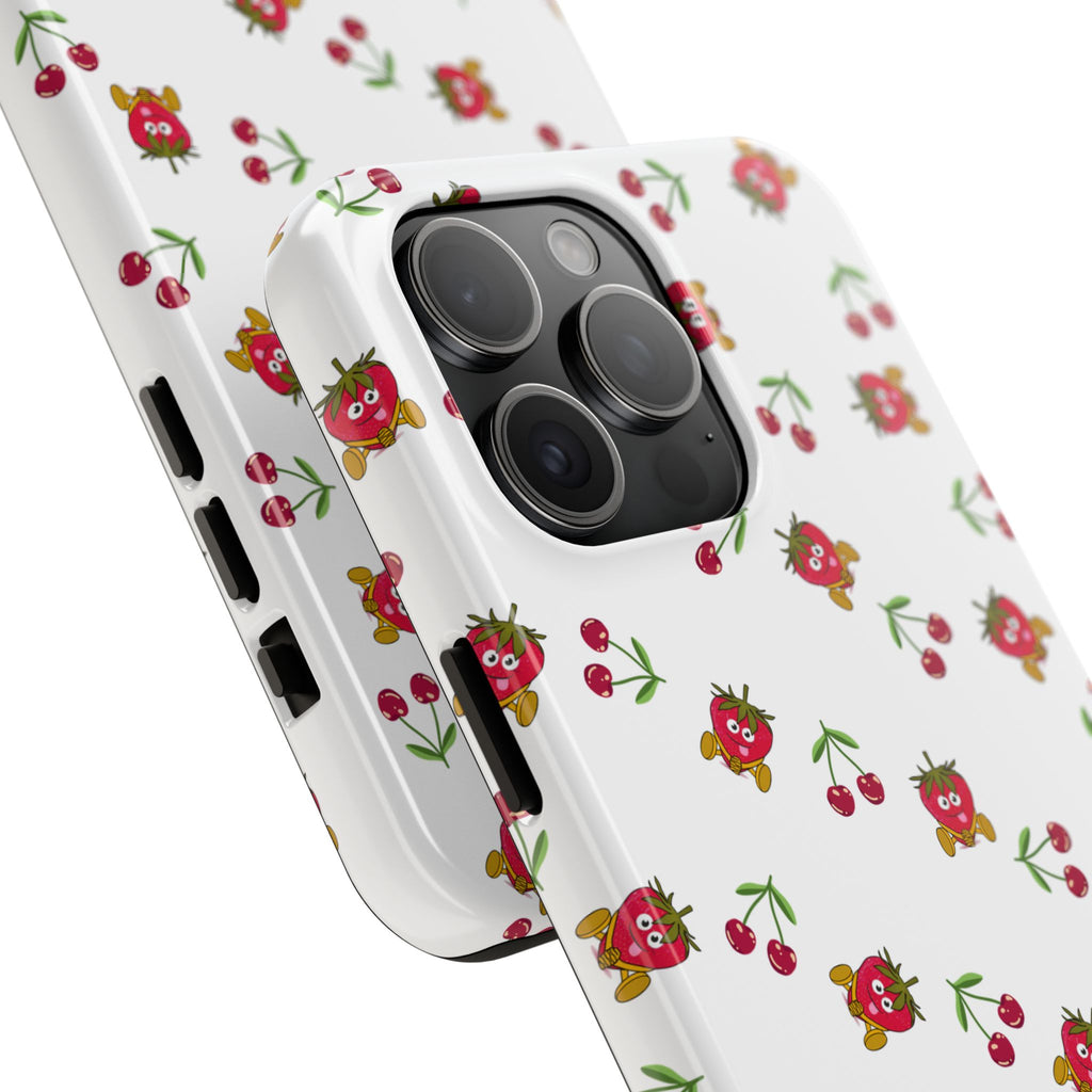 Fruit Patterned Phone Cases, Summer Fruits Phone Covers, Berry Print Tough Cases, Stylish Cell Phone Protectors, Red Fruits Phone