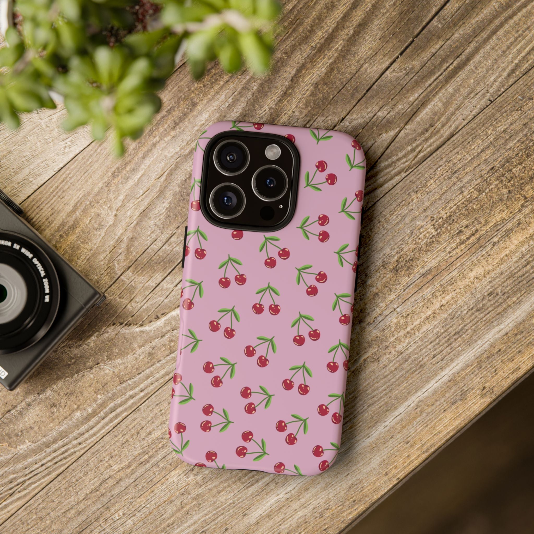 iPhone Cherry Pattern Phone Cases, Floral Tough Cover, Protective Smartphone Shell, Hard Case Gift for Her, Pretty Device Accessories