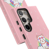 Kawaii Cat Rainbow Tough Cases, Cute Kitty Phone Cover, Protective Phone Case, Adorable Cat Lover Gift, Fun Rainbow Cat Phone Accessories