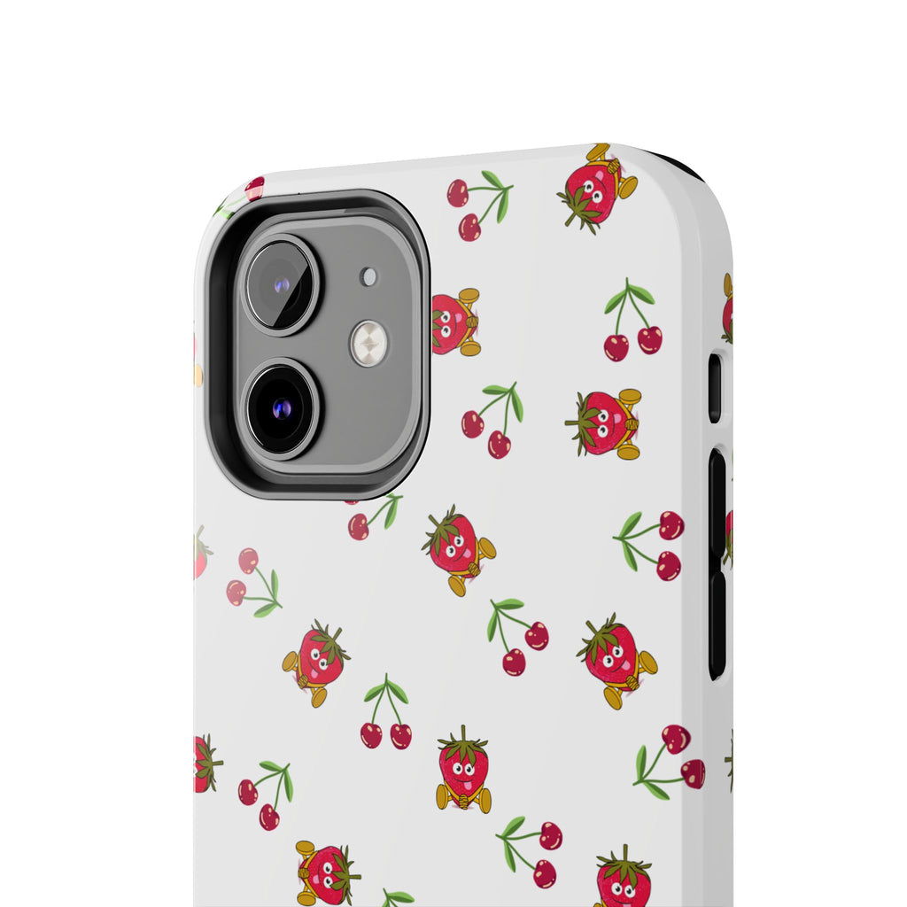 Fruit Patterned Phone Cases, Summer Fruits Phone Covers, Berry Print Tough Cases, Stylish Cell Phone Protectors, Red Fruits Phone