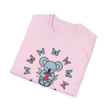 Koala Heart T-Shirt, Cute Animal Tee, Butterfly Graphic Shirt, Nature Lover Gift, Wildlife Lover Top