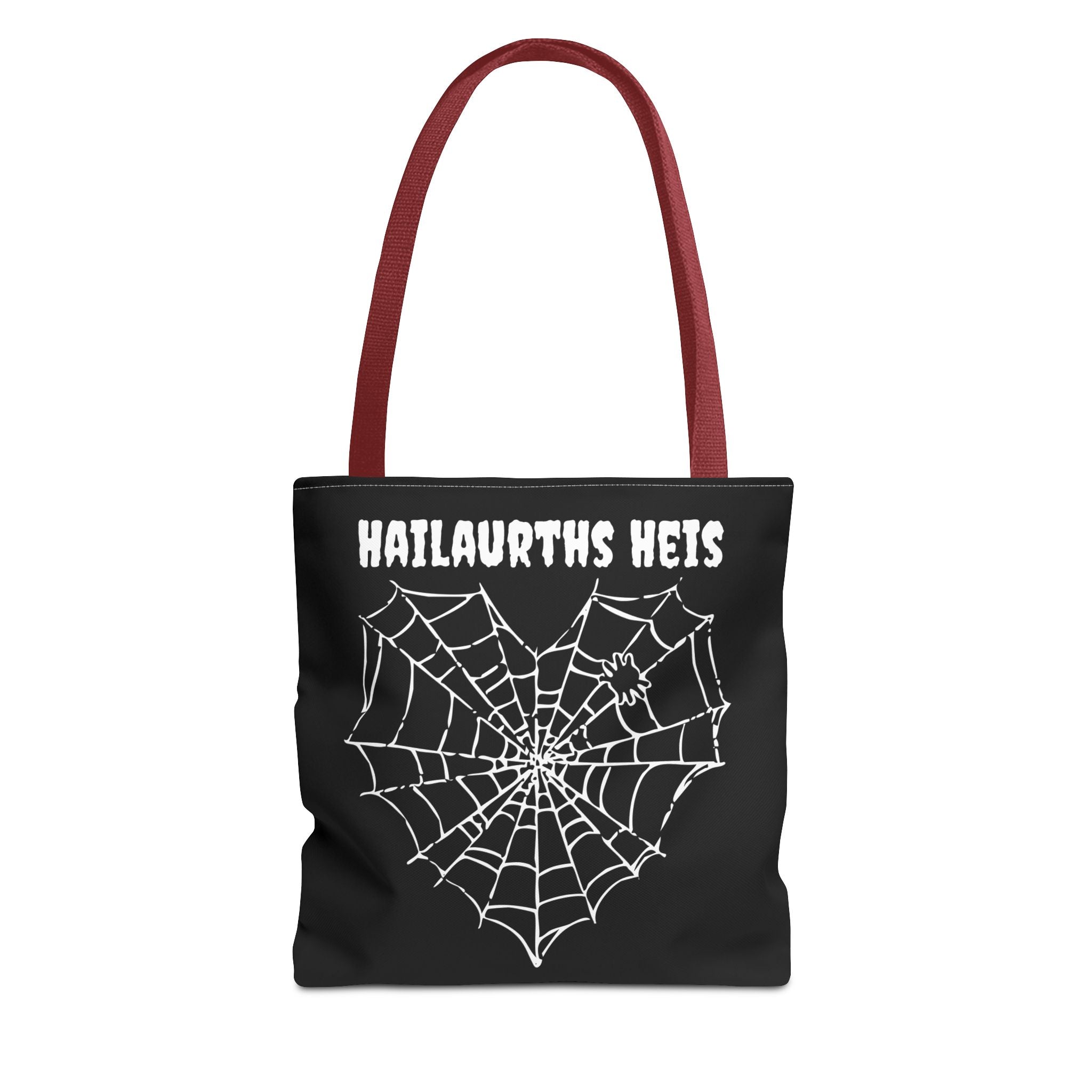 Gothic Spider Web Heart Tote Bag - Creepy Halloween Carryall, Black Widow Arachnid Shoulder Tote, Spooky Goth Shopping Bag, Punk Rock