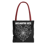 Gothic Spider Web Heart Tote Bag - Creepy Halloween Carryall, Black Widow Arachnid Shoulder Tote, Spooky Goth Shopping Bag, Punk Rock