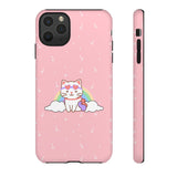 Kawaii Cat Rainbow Tough Cases, Cute Kitty Phone Cover, Protective Phone Case, Adorable Cat Lover Gift, Fun Rainbow Cat Phone Accessories