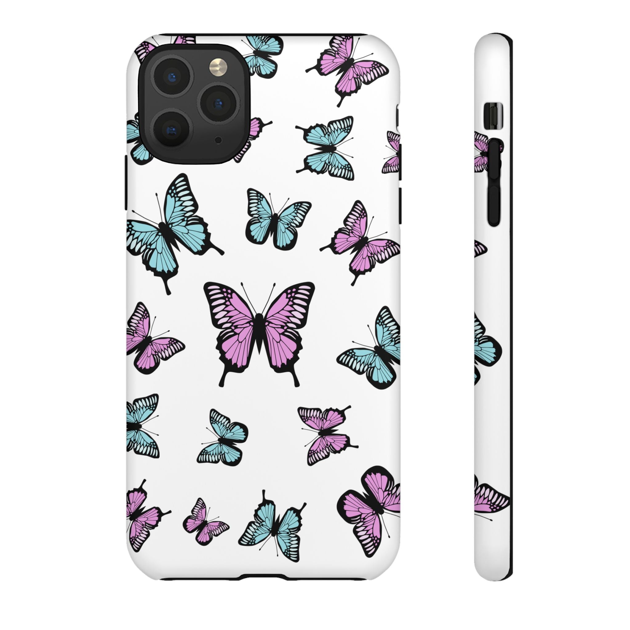 Butterfly Pattern White Background Phone Cases, Protective Cover, Strong Cases, Impact Resistant, Floral Design, Unique Gifts