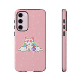 Kawaii Cat Rainbow Tough Cases, Cute Kitty Phone Cover, Protective Phone Case, Adorable Cat Lover Gift, Fun Rainbow Cat Phone Accessories