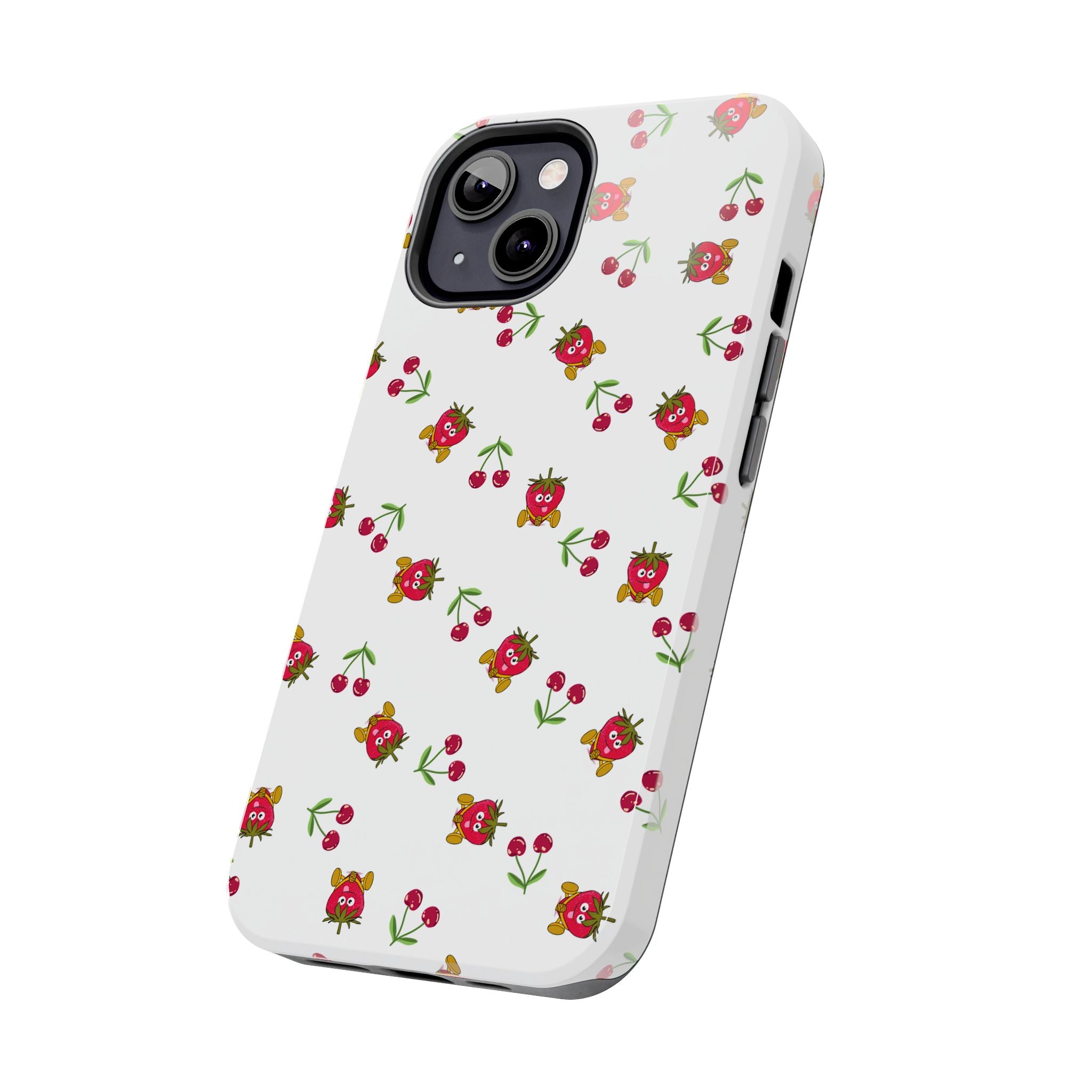 Fruit Patterned Phone Cases, Summer Fruits Phone Covers, Berry Print Tough Cases, Stylish Cell Phone Protectors, Red Fruits Phone