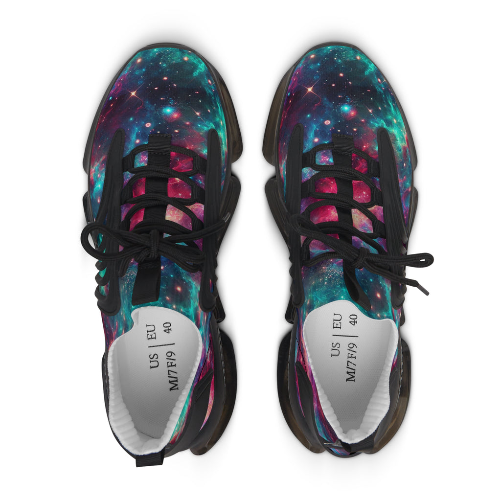 Neon Space Sneakers, Women's Shoes, Galaxy Print Running Shoes, Outer Space Sneaker Gift, Cosmic Athletic Footwear