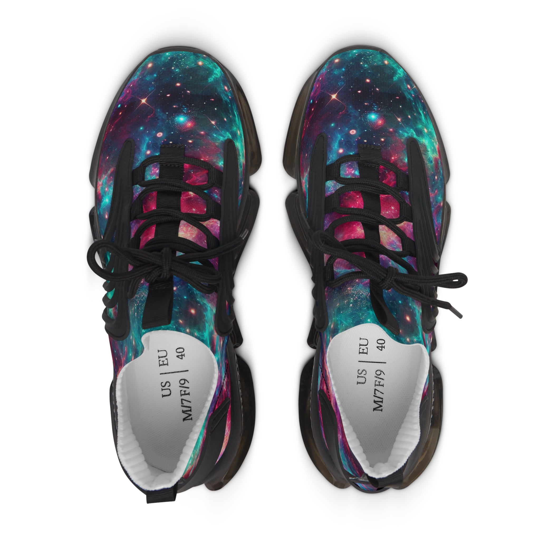 Neon Space Sneakers, Women's Shoes, Galaxy Print Running Shoes, Outer Space Sneaker Gift, Cosmic Athletic Footwear