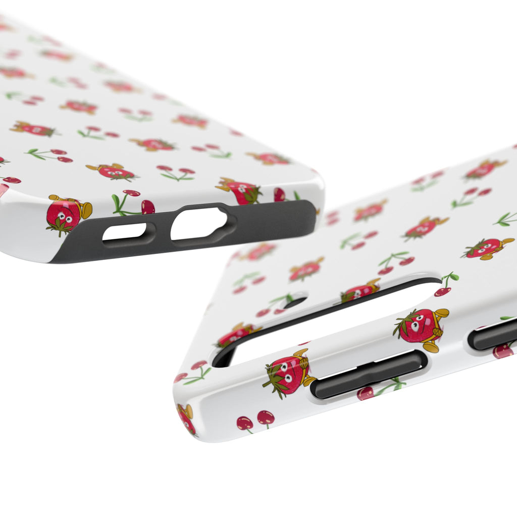 Fruit Patterned Phone Cases, Summer Fruits Phone Covers, Berry Print Tough Cases, Stylish Cell Phone Protectors, Red Fruits Phone