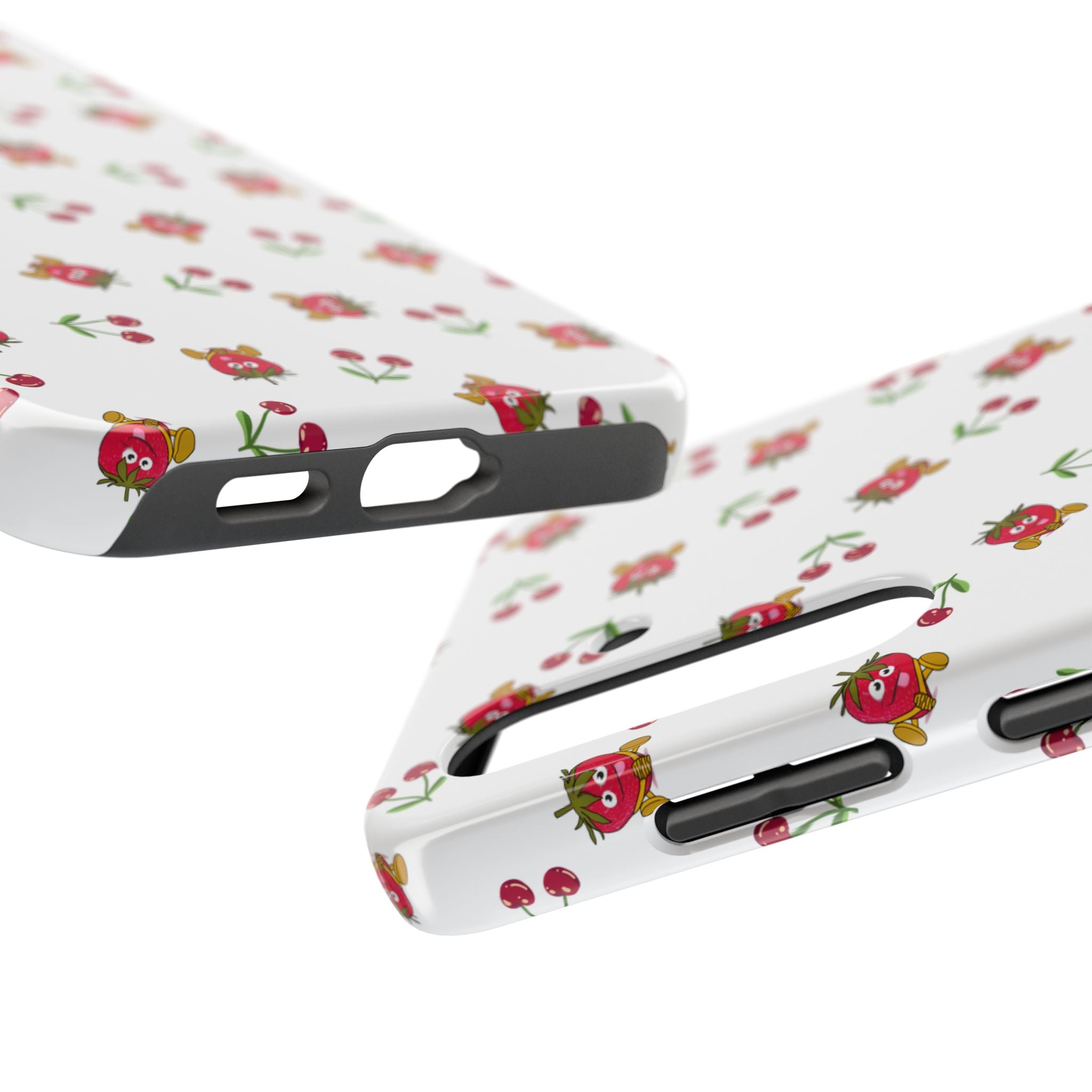 Fruit Patterned Phone Cases, Summer Fruits Phone Covers, Berry Print Tough Cases, Stylish Cell Phone Protectors, Red Fruits Phone