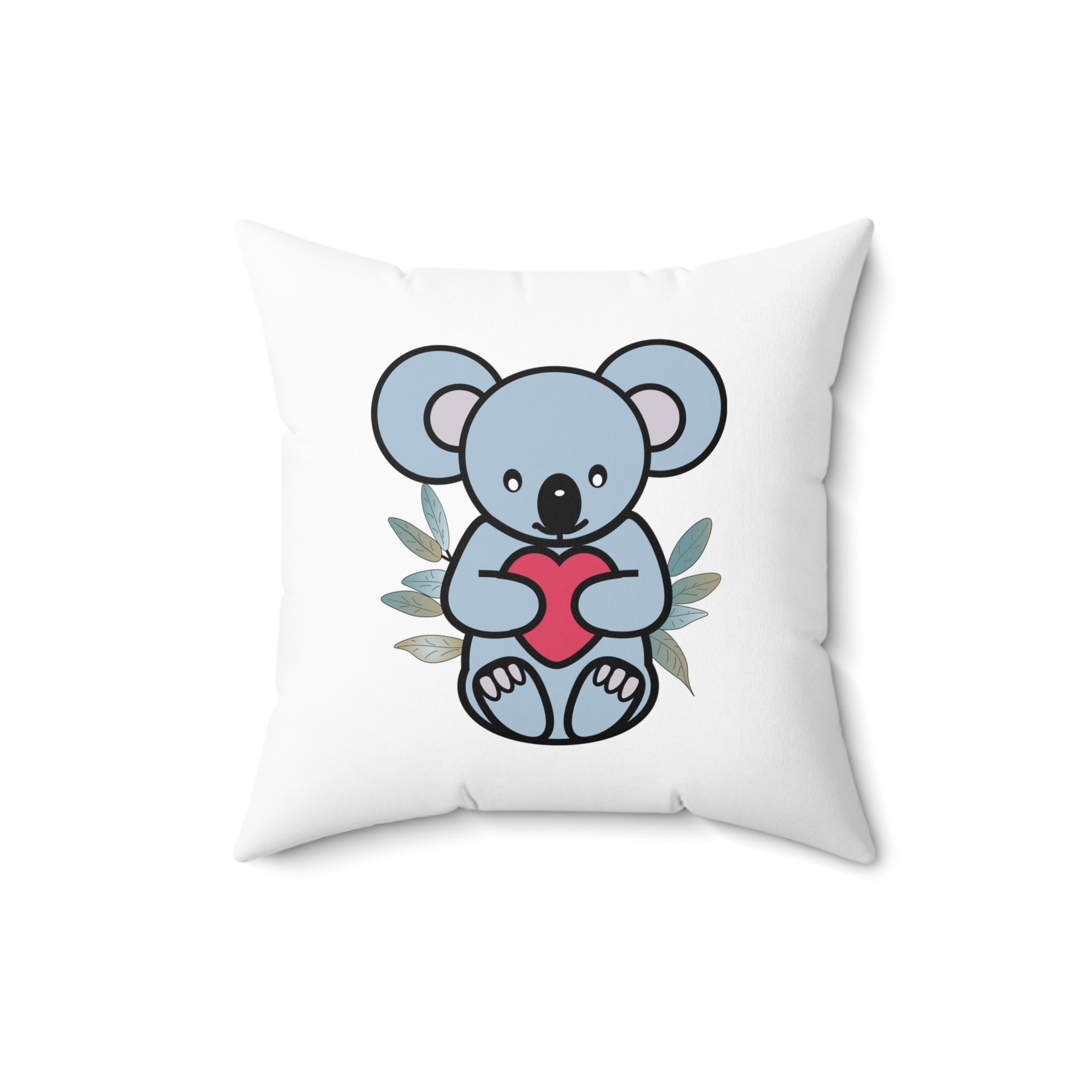 Cute Coala with Eucalyptus leaves Spun Polyester Square Pillow