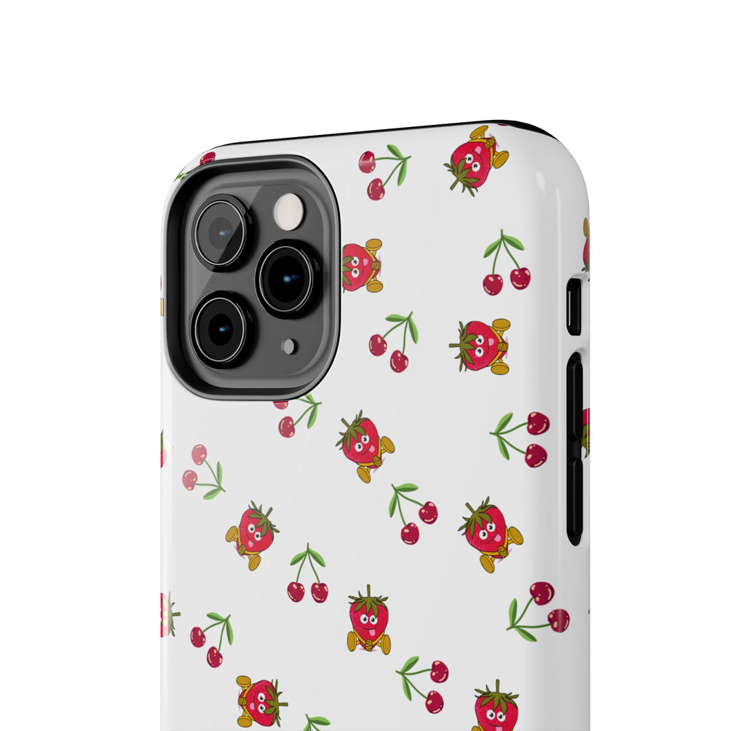 Fruit Patterned Phone Cases, Summer Fruits Phone Covers, Berry Print Tough Cases, Stylish Cell Phone Protectors, Red Fruits Phone