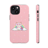 Kawaii Cat Rainbow Tough Cases, Cute Kitty Phone Cover, Protective Phone Case, Adorable Cat Lover Gift, Fun Rainbow Cat Phone Accessories