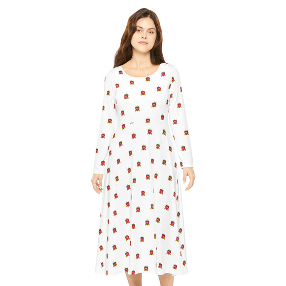 Cute Strawberry Pattern Women's Long Sleeve Dance Dress