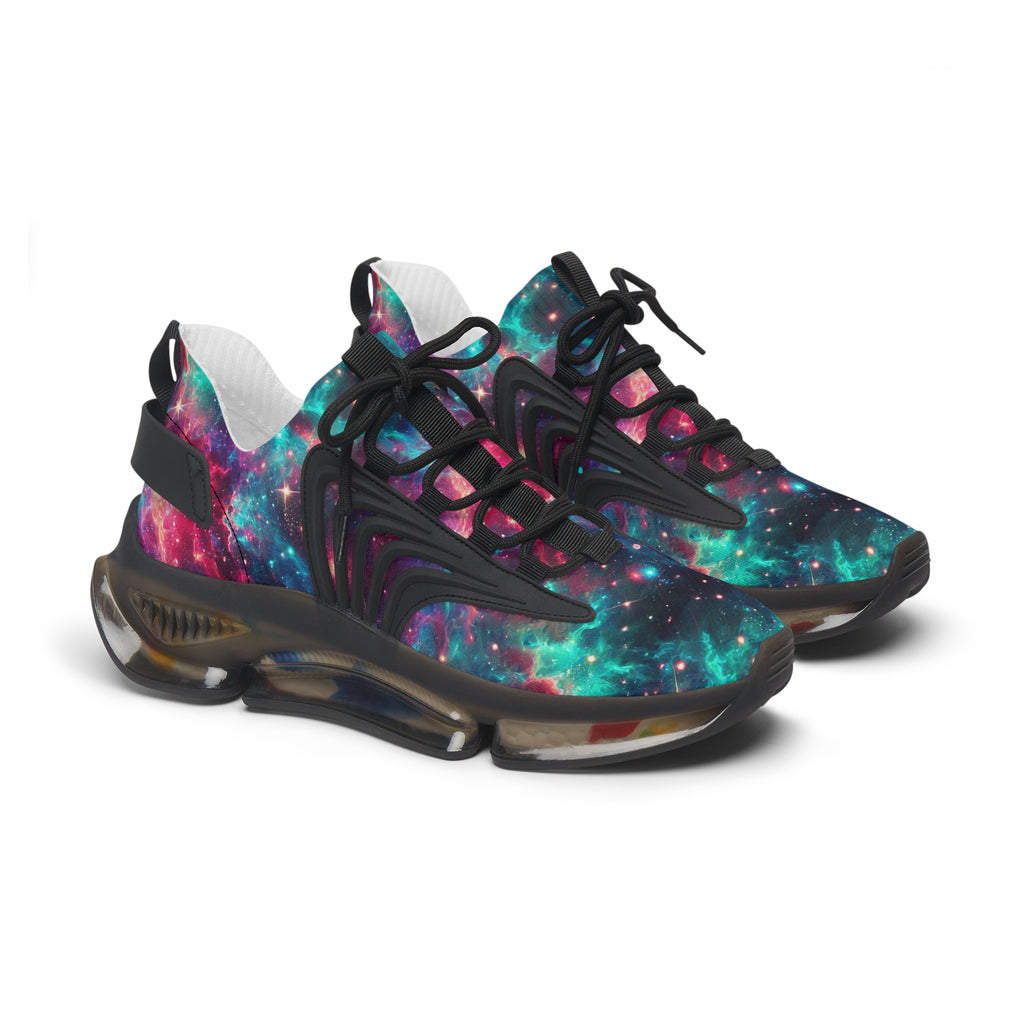 Neon Space Sneakers, Women's Shoes, Galaxy Print Running Shoes, Outer Space Sneaker Gift, Cosmic Athletic Footwear