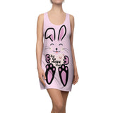 Kawaii Rabbit Face Dress, Self Love Club Racerback Dress, Cute Bunny Sleeveless Dress, Women's Spring Fashion, Pastel Pink A-Line Dress