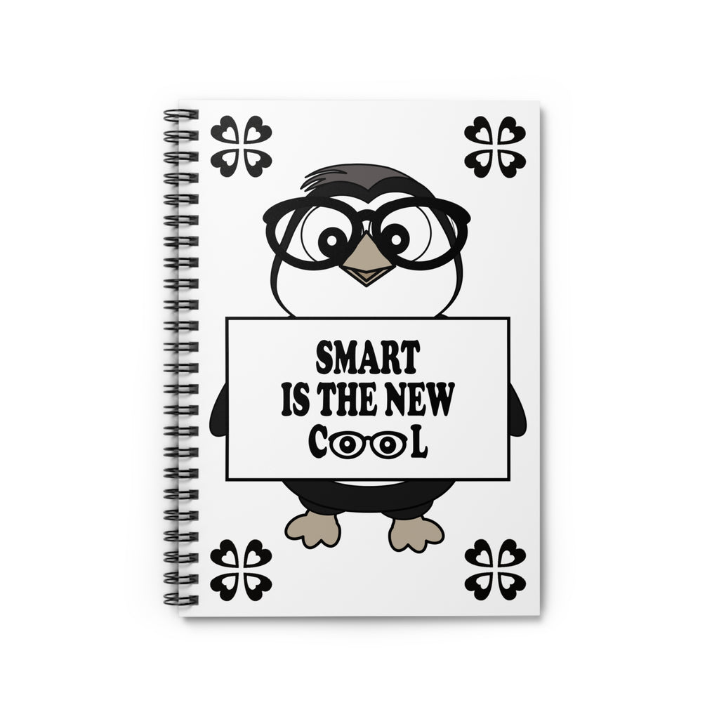 Ruled Line Notebook - Smart Is the New Cool Penguin Stationery