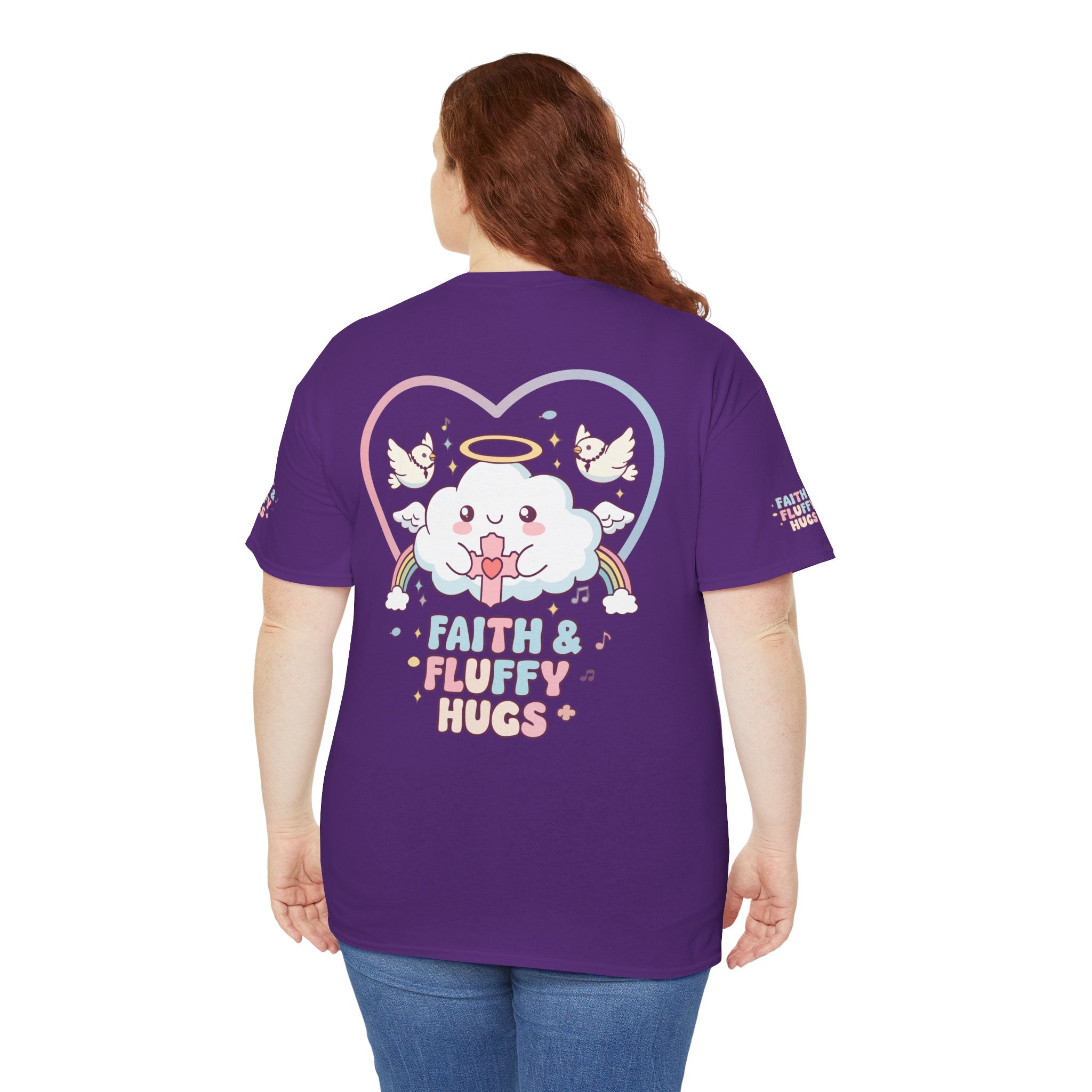 Kawaii Christian T-Shirt - Angel Cloud Rainbow Tee- Religious Graphic Top
