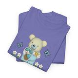 Garden Bear with Butterflies T-Shirt, Cute Bear Shirt, Nature Lover Tee, Botanical Garden Top, Wildlife Animal Unisex Tee