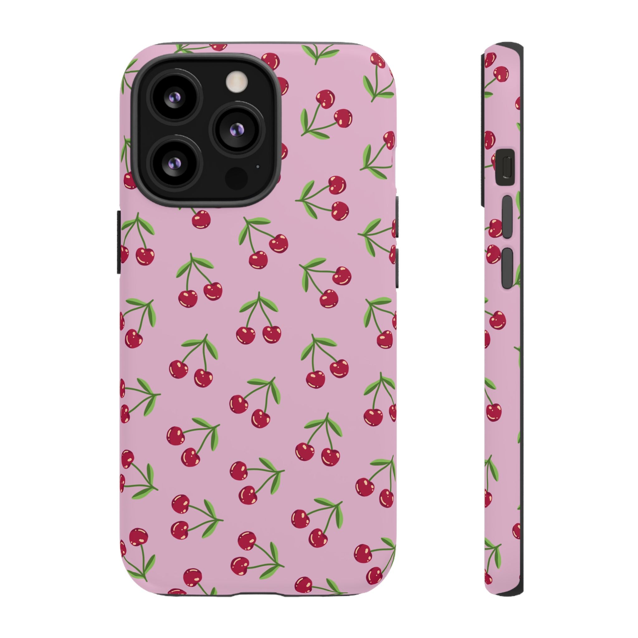 iPhone Cherry Pattern Phone Cases, Floral Tough Cover, Protective Smartphone Shell, Hard Case Gift for Her, Pretty Device Accessories