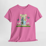 Garden Bear with Butterflies T-Shirt, Cute Bear Shirt, Nature Lover Tee, Botanical Garden Top, Wildlife Animal Unisex Tee