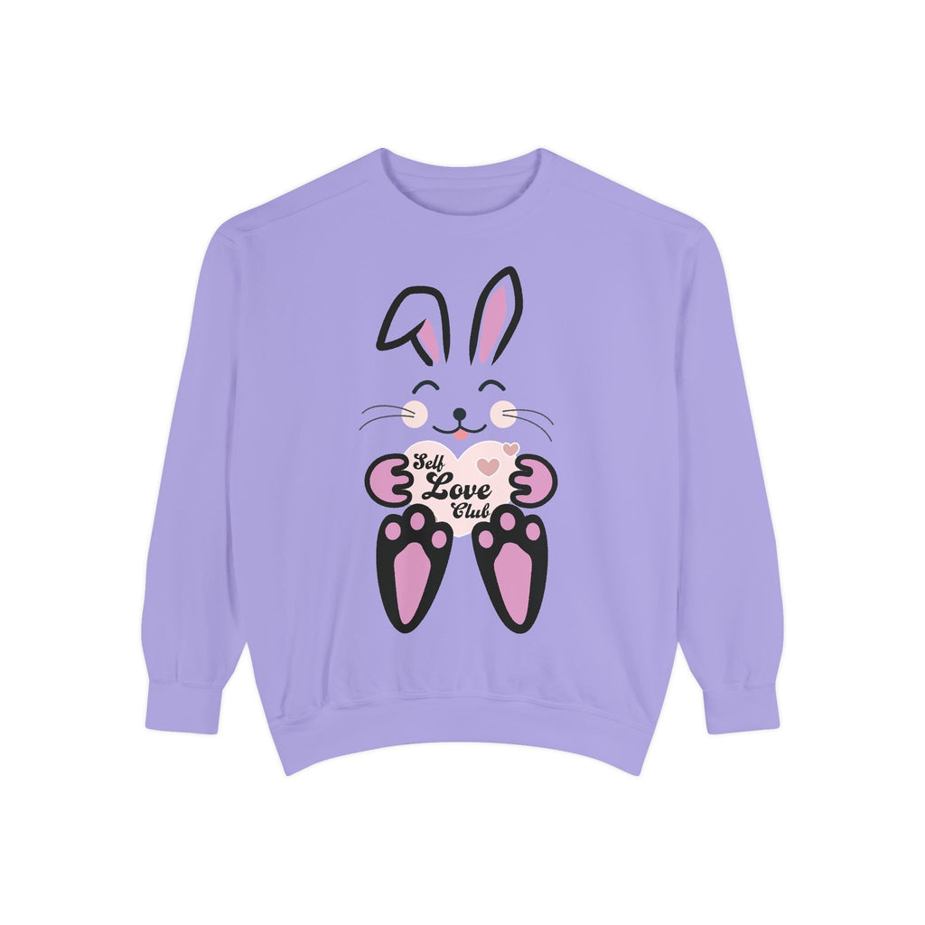 Kawaii Rabbit Face Unisex Sweatshirt, Self Love Club, Cute Jumper, Pastel Bunny Shirt, Cozy Pullover, Gift for Rabbit Lovers