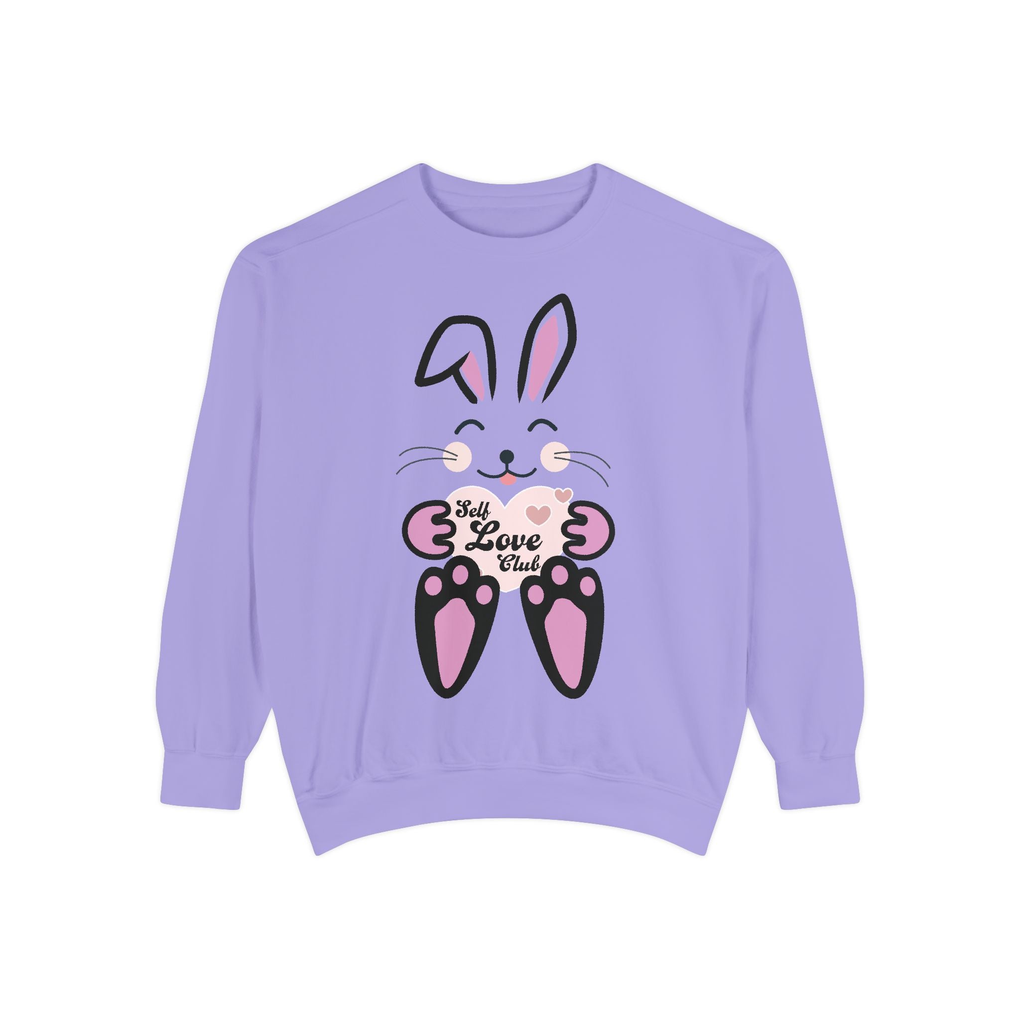 Kawaii Rabbit Face Unisex Sweatshirt, Self Love Club, Cute Jumper, Pastel Bunny Shirt, Cozy Pullover, Gift for Rabbit Lovers