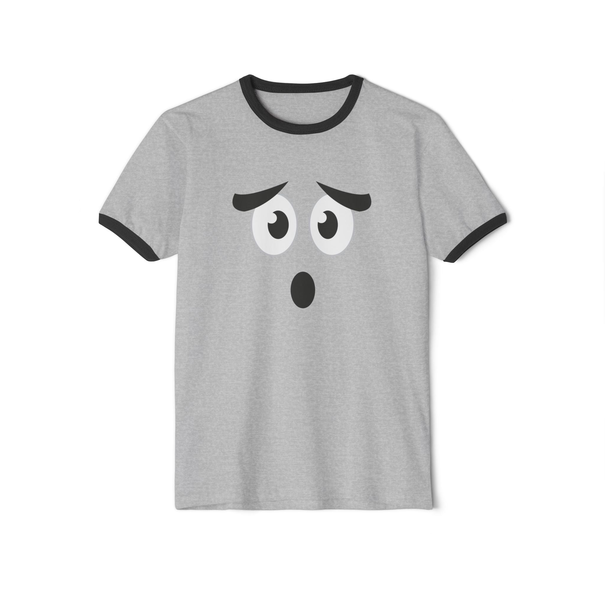 Impressed Face Ringer T-Shirt, Unisex Tee, Funny Graphic Shirt, Vintage Style Top, Cotton Tshirt