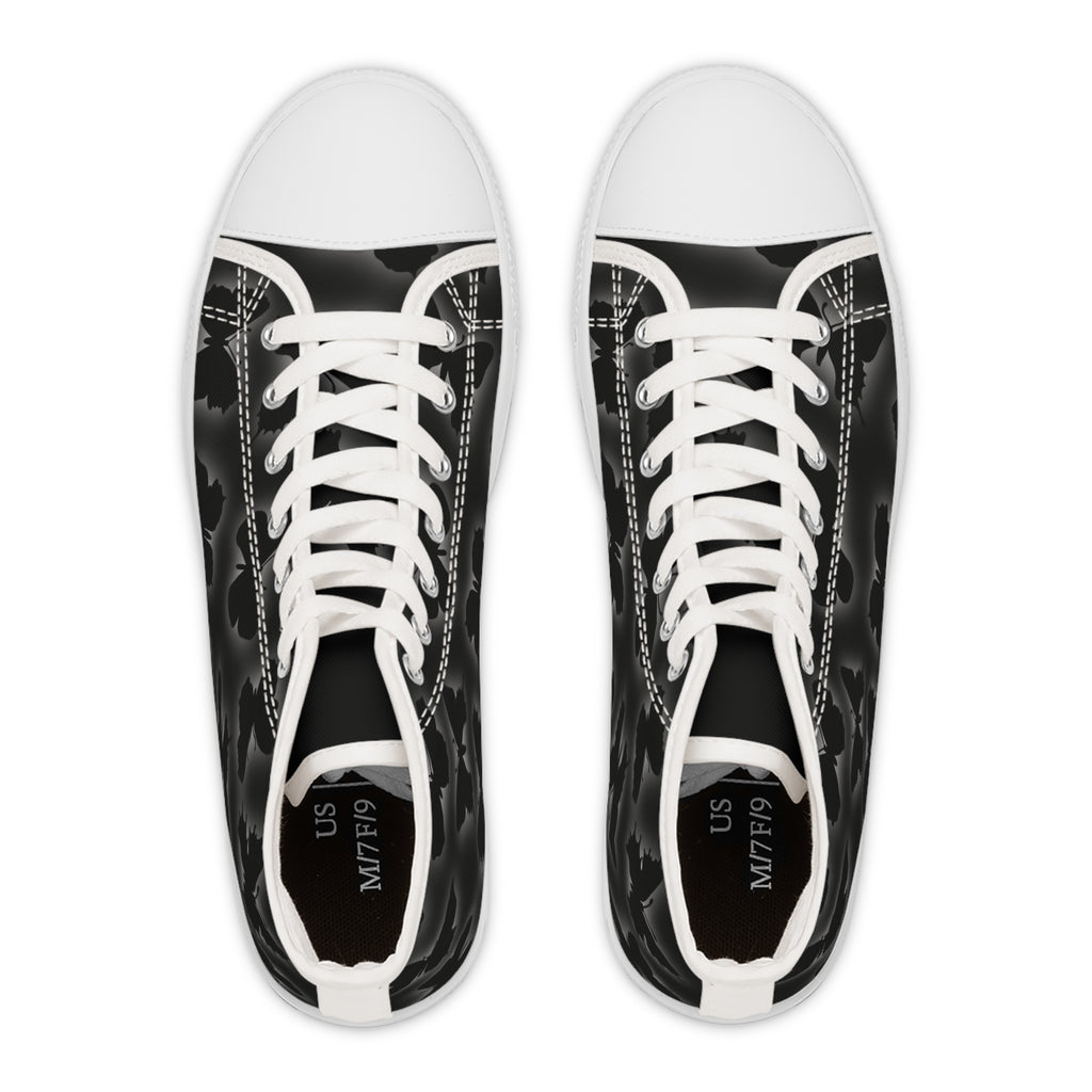 Glowing Butterflies High Top Sneakers, Women's Fashion Shoes, Unique Printed Sneakers, Trendy Footwear for Her, Butterfly Lover Gift