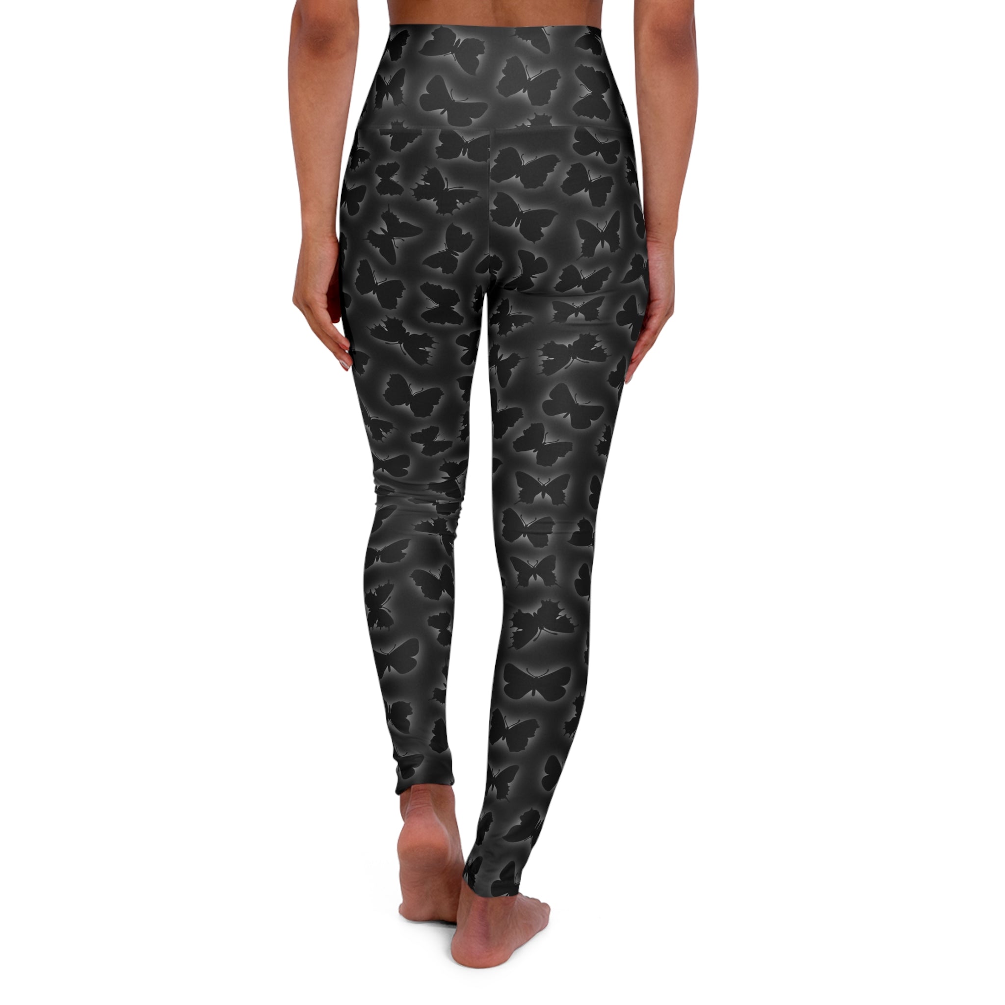 Glowing Butterflies Leggings, Yoga Pants, Activewear, Workout Gear, Nature Print, Women's Athleisure