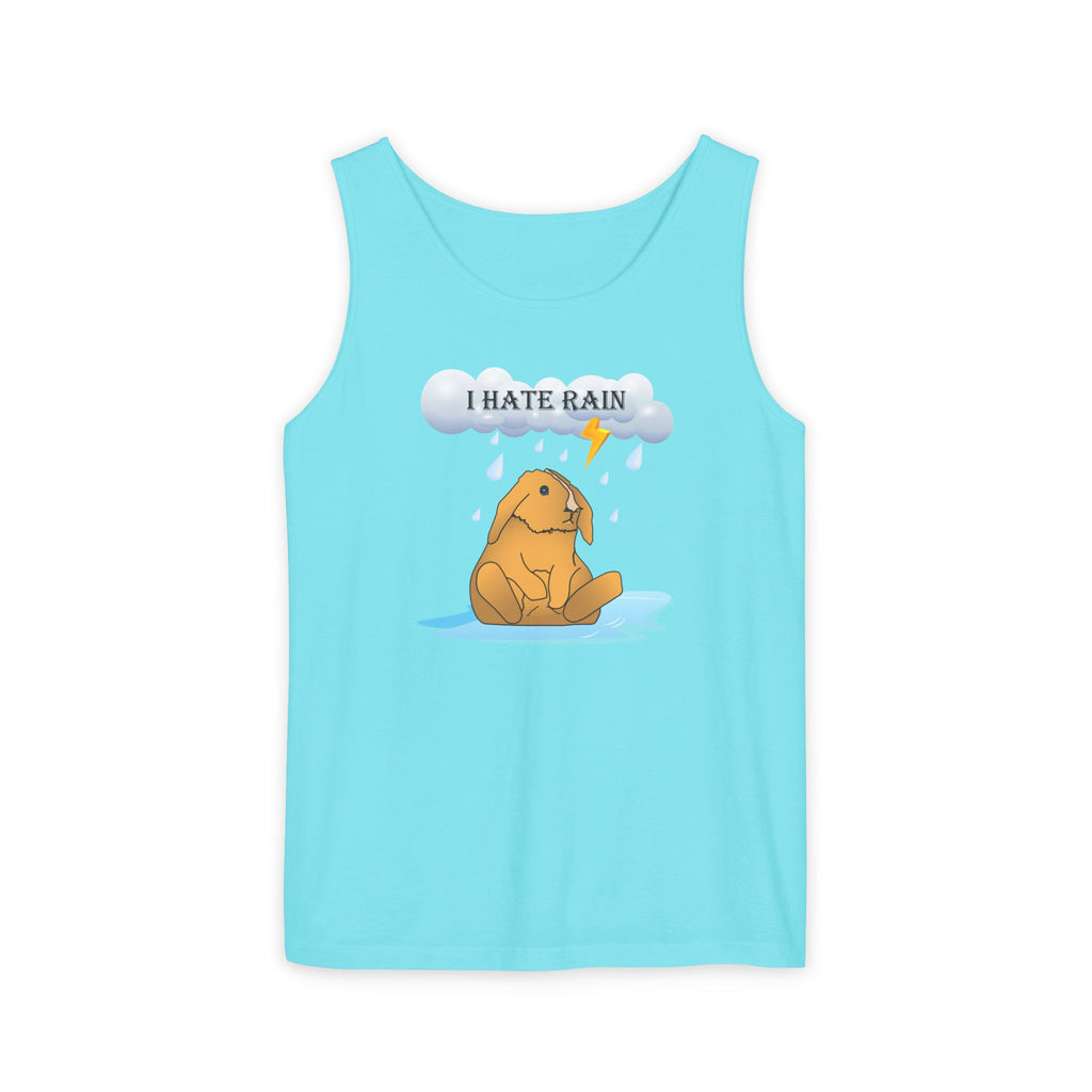 I Hate Rain Rabbit Tank Top, Sleeveless Tee, Summer Shirt, Funny Graphic Top, Rabbit Lover Gift