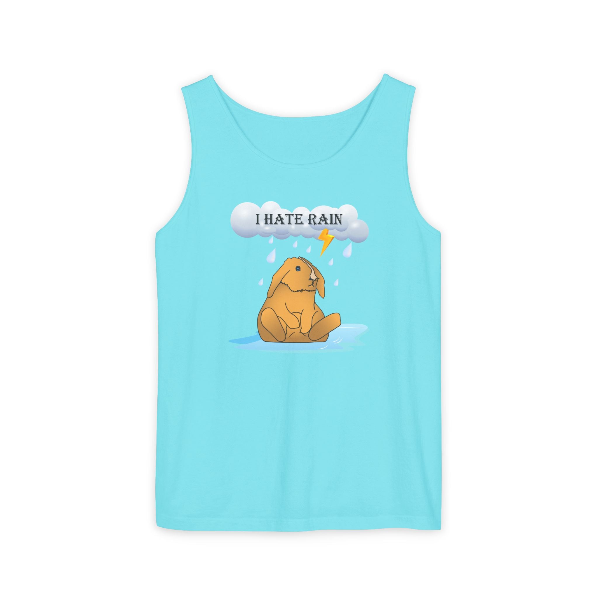 I Hate Rain Rabbit Tank Top, Sleeveless Tee, Summer Shirt, Funny Graphic Top, Rabbit Lover Gift