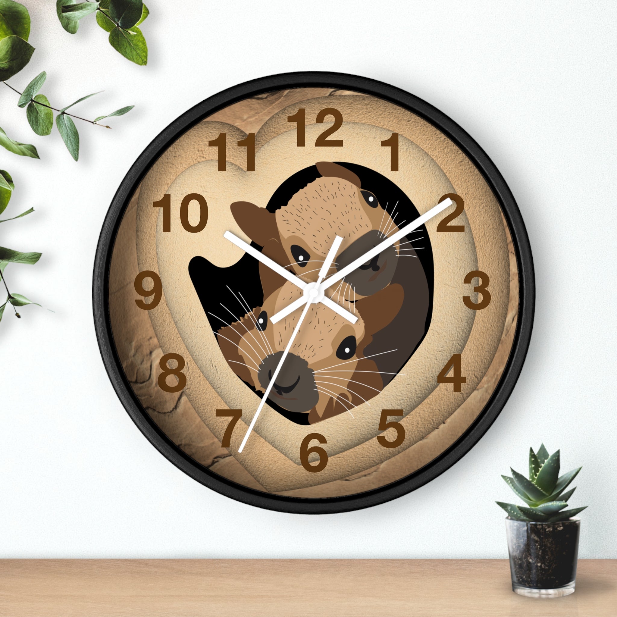 Squirrels in tree heart Wall Clock, Nature Lover Gift, Rustic Home Decor, Unique Wooden Clock, Forest Animal Art, Cute Woodland Design