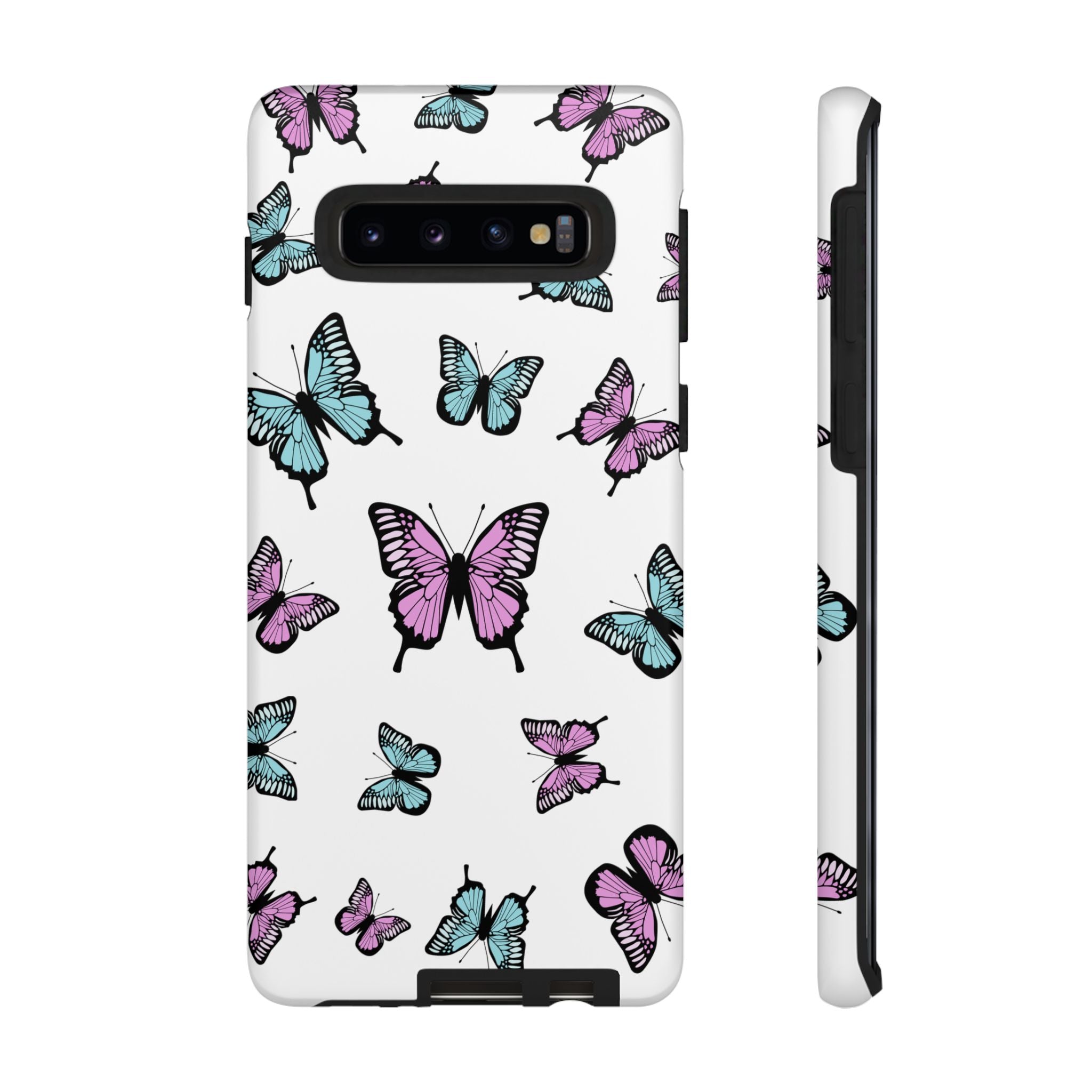 Butterfly Pattern White Background Phone Cases, Protective Cover, Strong Cases, Impact Resistant, Floral Design, Unique Gifts